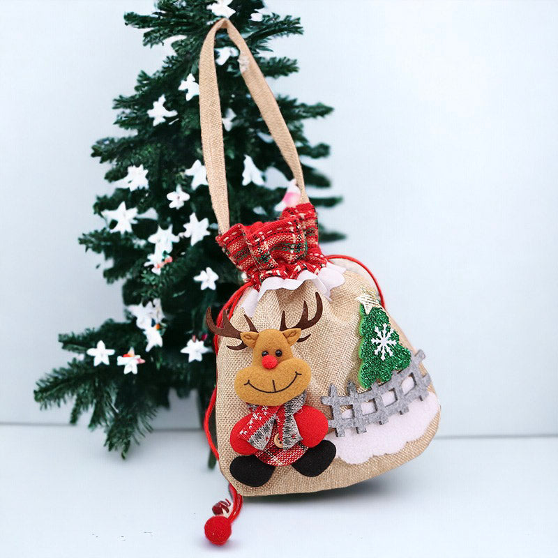 Santa, Reindeer, And Snowman Designed Decorative Christmas Gift Bag