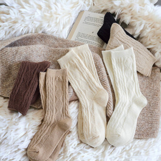 Winter Thickened Twisted Wool Mid-Calf Socks