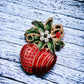Holiday Wreath Stocking and Bell Christmas Brooch