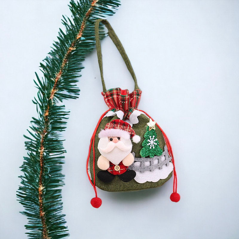 Santa, Reindeer, And Snowman Designed Decorative Christmas Gift Bag