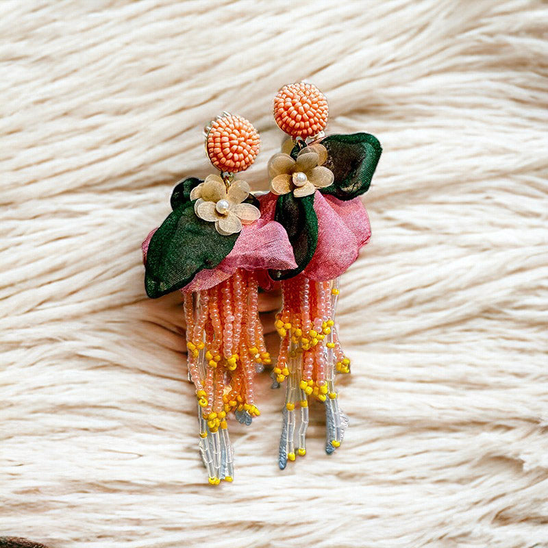 Bohemian Style Floral Tassel Earrings