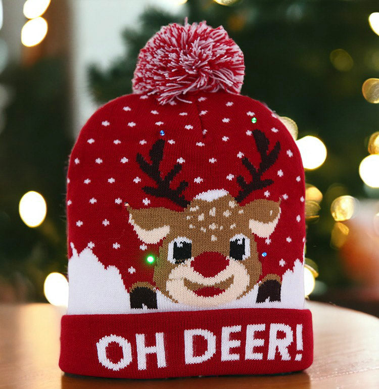 Knitted Christmas Hat With Led Lights