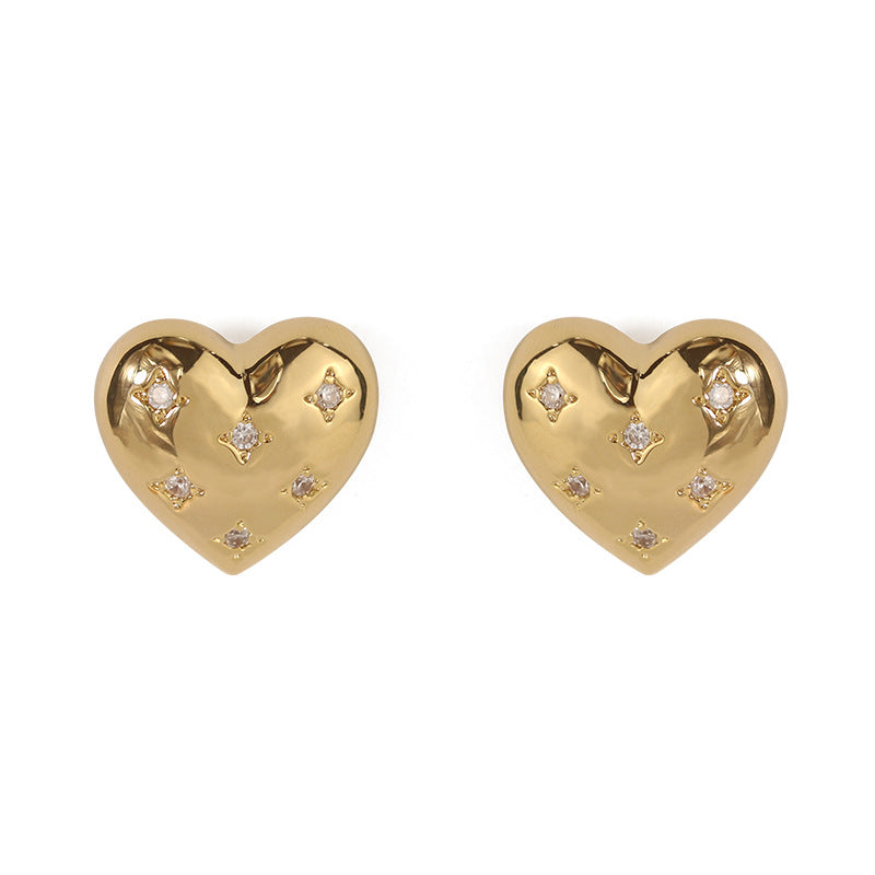 Crystal Encrusted Heart Ear Studs