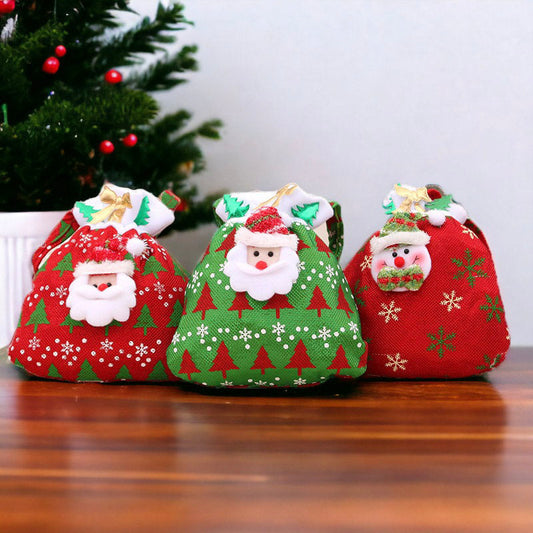 Festive Santa And Snowman Christmas Gift Bag