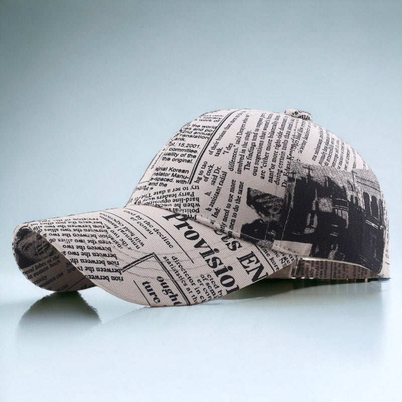 Retro Newspaper Style Baseball Cap