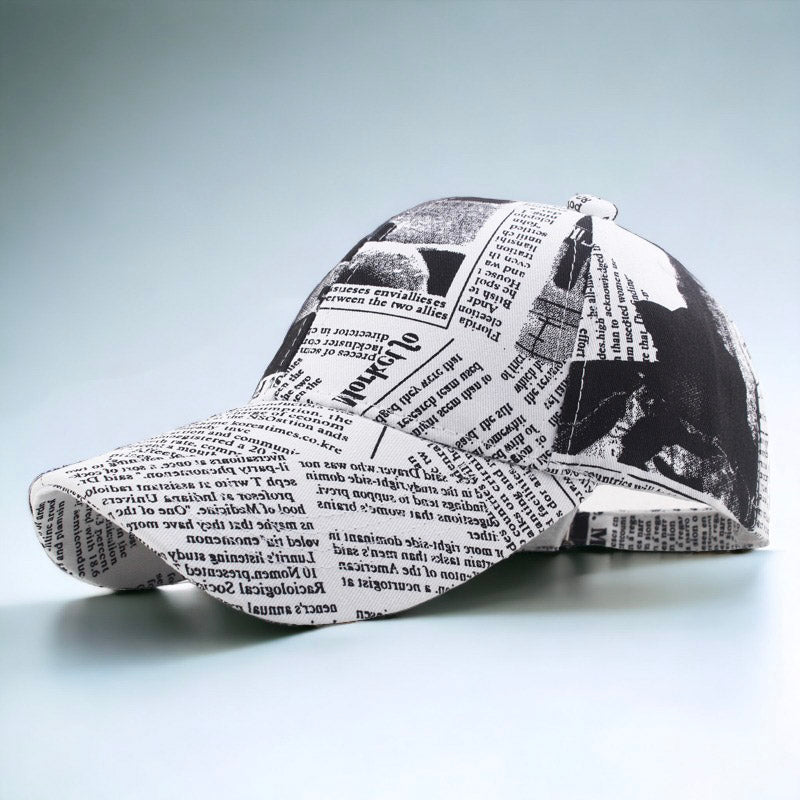 Retro Newspaper Style Baseball Cap