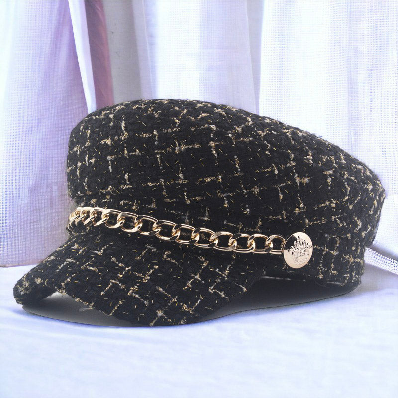 Autumn And Winter Chained Navy Hat