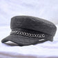 Autumn And Winter Leather Navy Hat