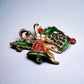 Holiday Wreath Stocking and Bell Christmas Brooch