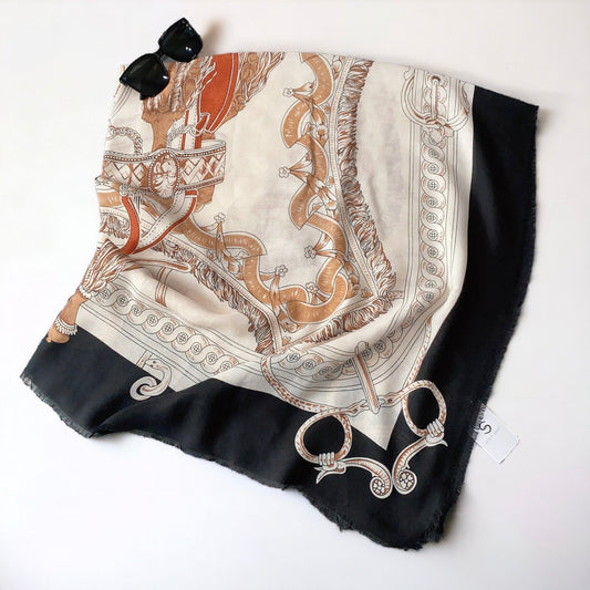 Loose Bearded Large Square Shawl Silk Scarf