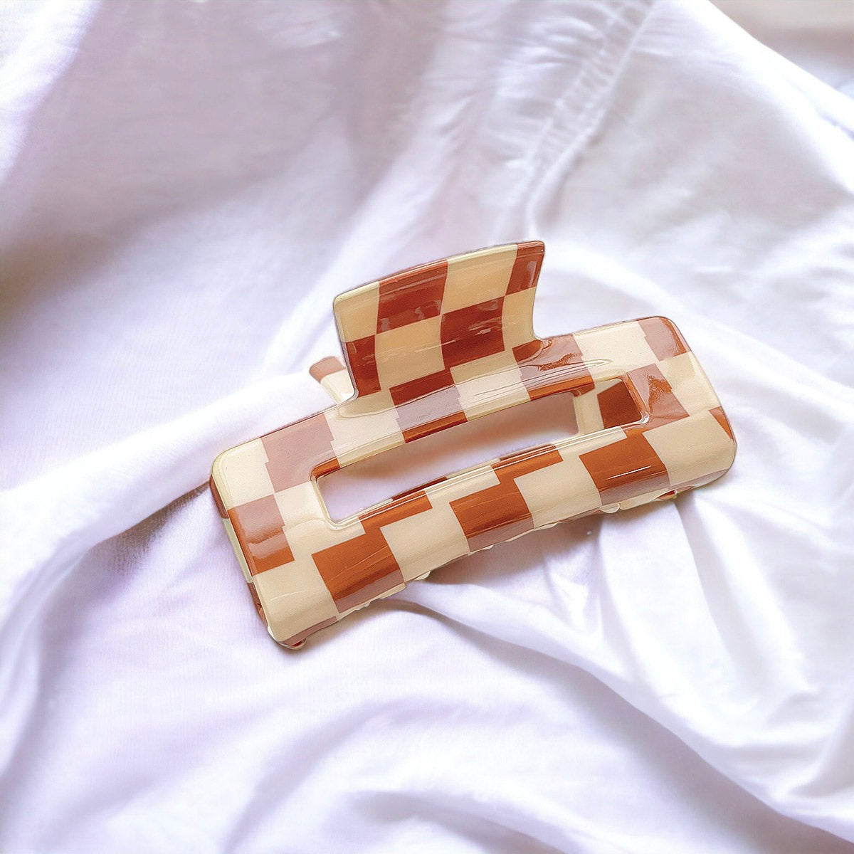 Plaid Print Design Rectangular Hair Clip