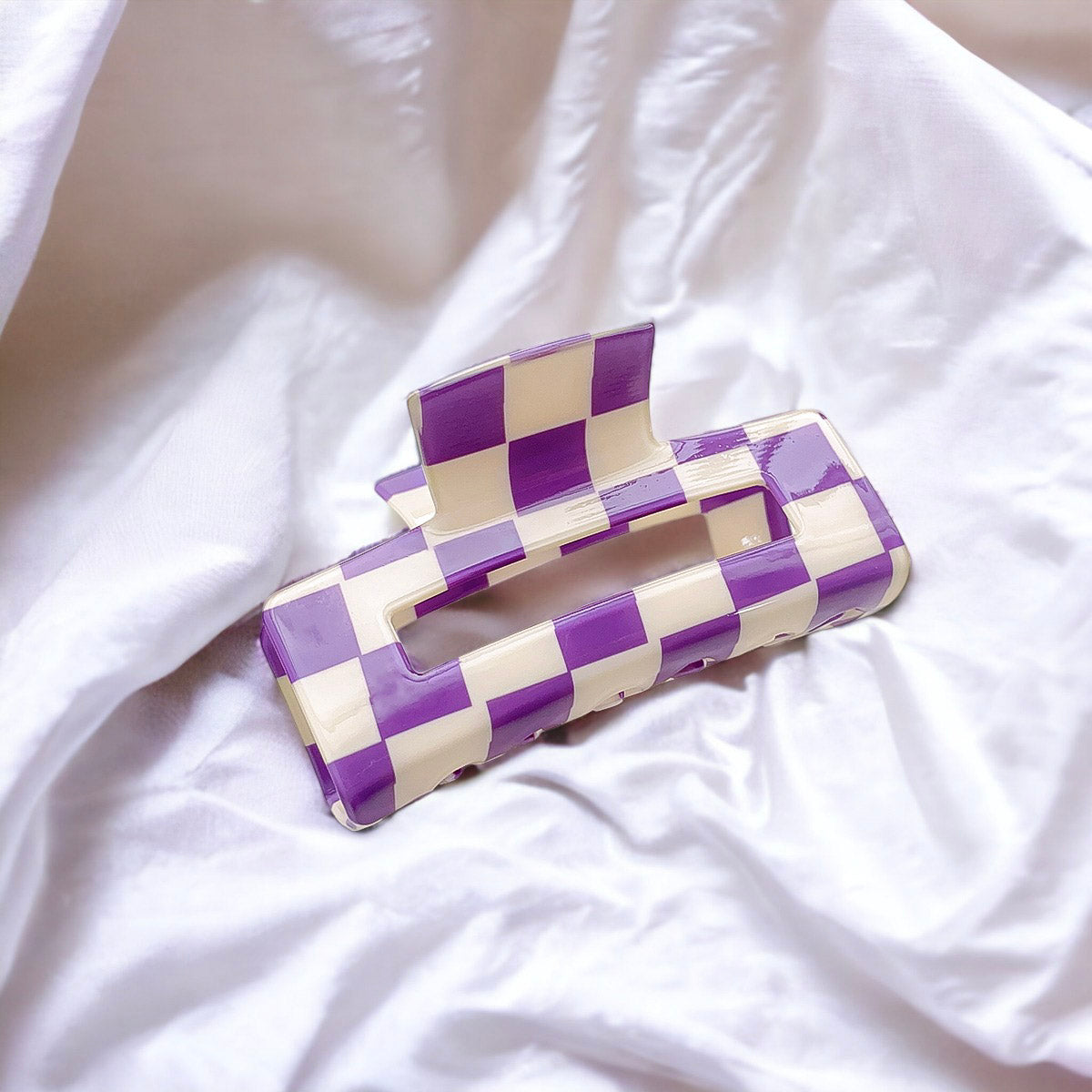 Plaid Print Design Rectangular Hair Clip
