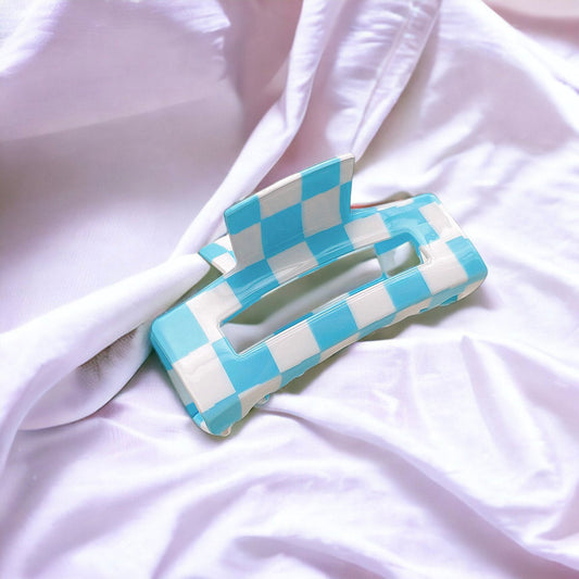 Plaid Print Design Rectangular Hair Clip