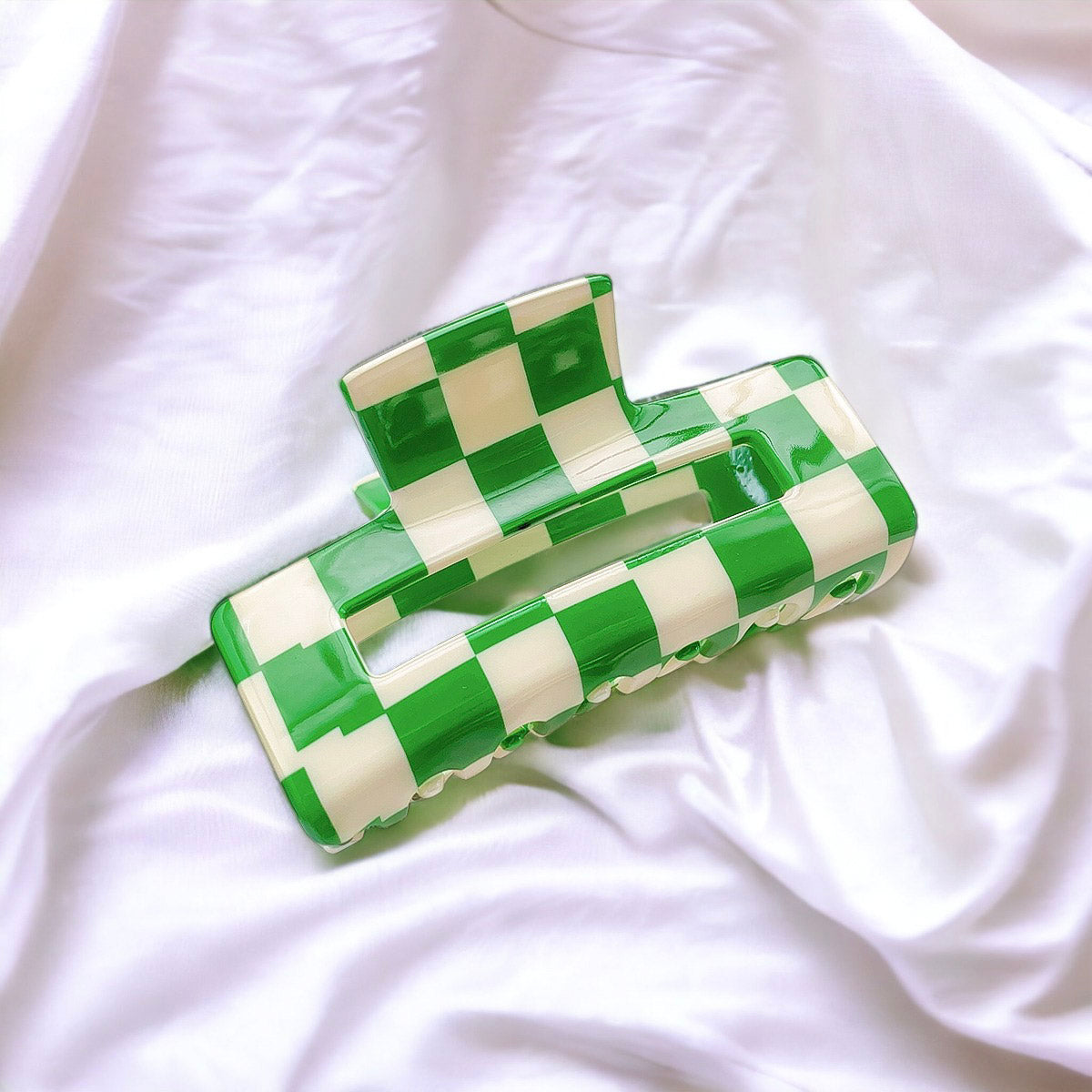 Plaid Print Design Rectangular Hair Clip