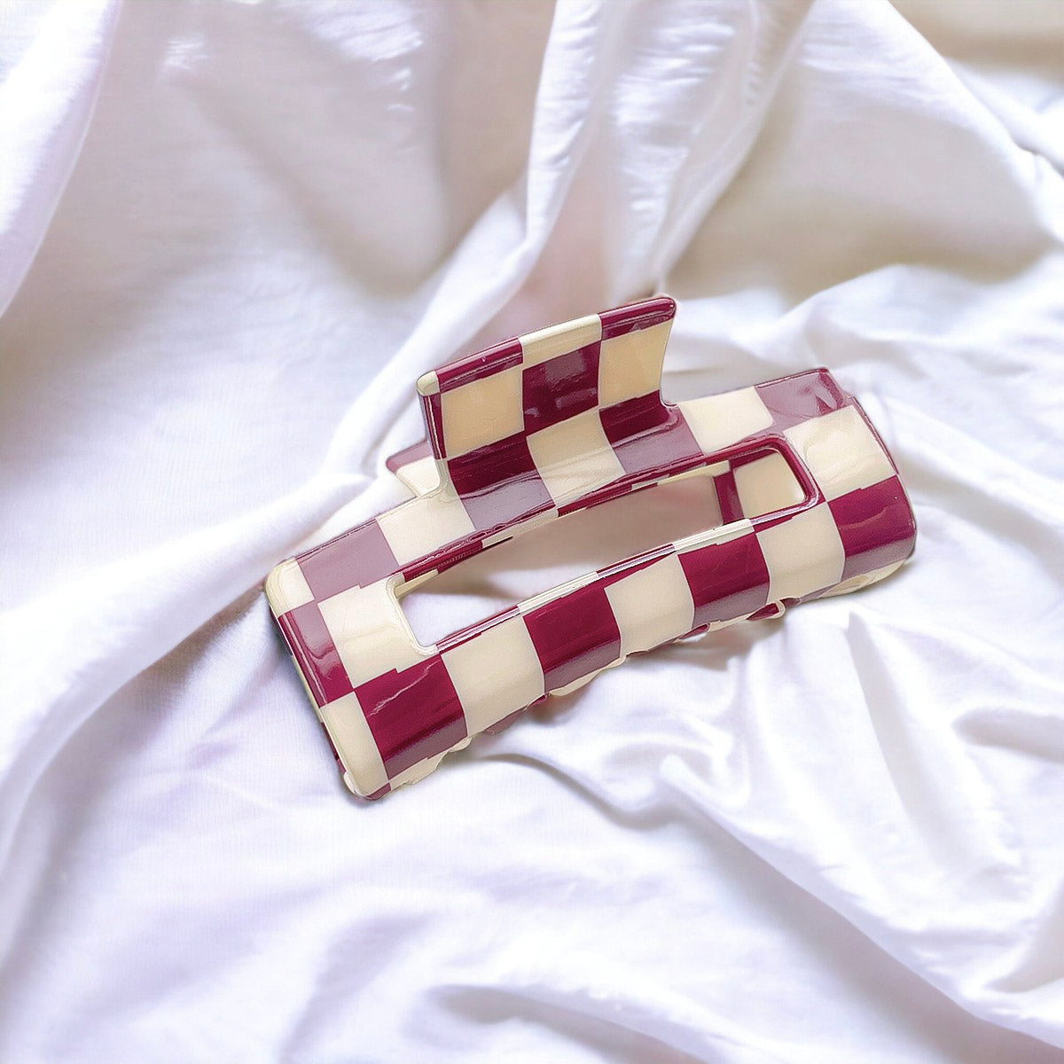 Plaid Print Design Rectangular Hair Clip
