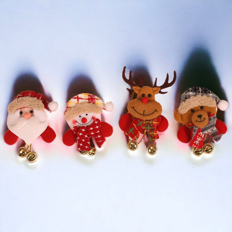 Christmas Pin Brooch with Hanging Fur Ball