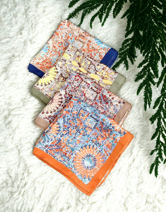 Daisy Printed Silk Square Scarf For Women