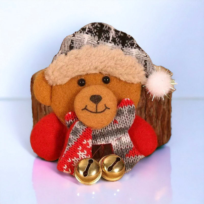 Christmas Pin Brooch with Hanging Fur Ball