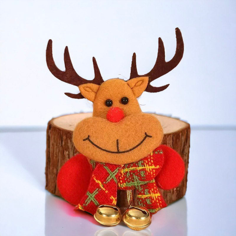 Christmas Pin Brooch with Hanging Fur Ball