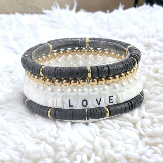 Set of Layered Soft Pottery Bead Bracelet