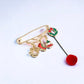 Christmas Pin Brooch with Hanging Fur Ball