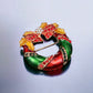 Holiday Wreath Stocking and Bell Christmas Brooch