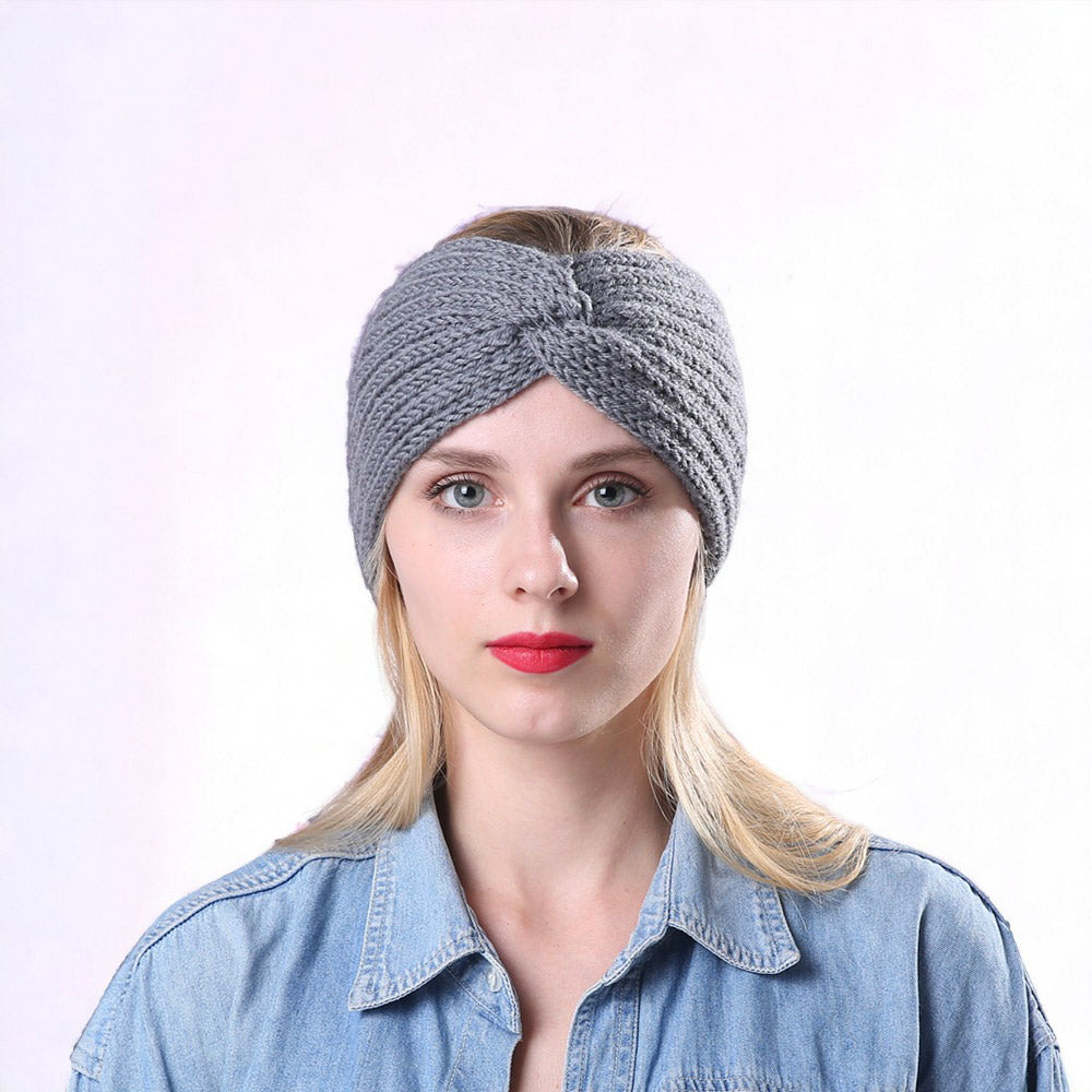 Autumn and Winter Women's Knitted Stretchable Knot Hairband