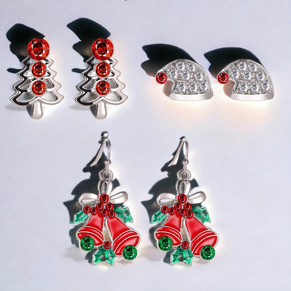 Festive Christmas Earrings 3pc Set