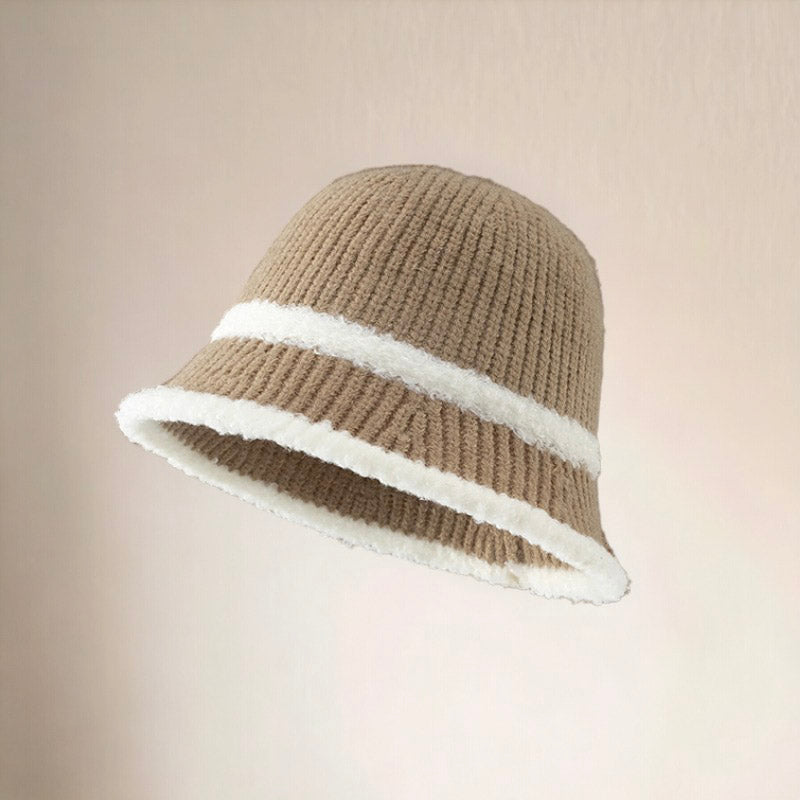 Plush Spliced Woolen Fisherman Hat For Women