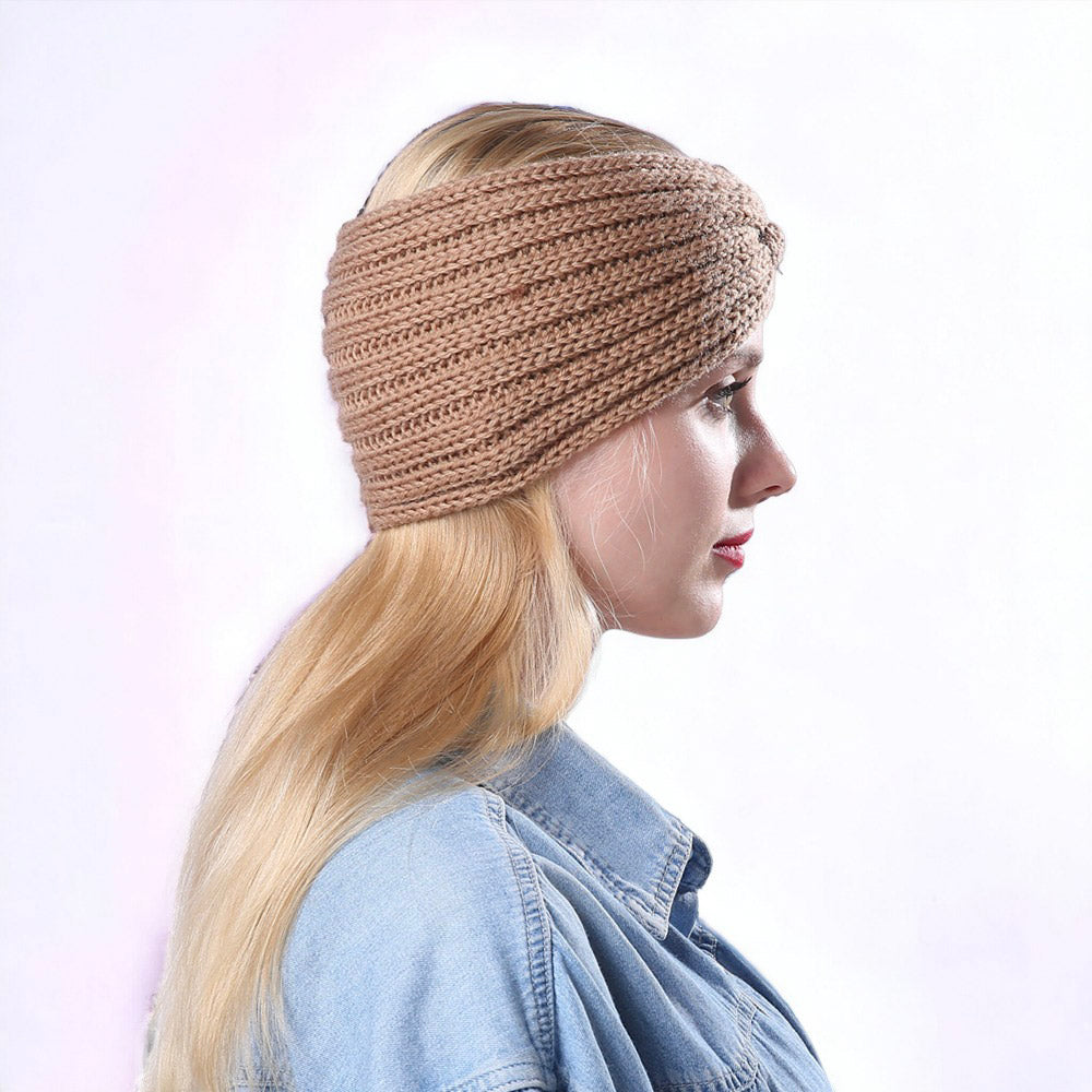 Autumn and Winter Women's Knitted Stretchable Knot Hairband