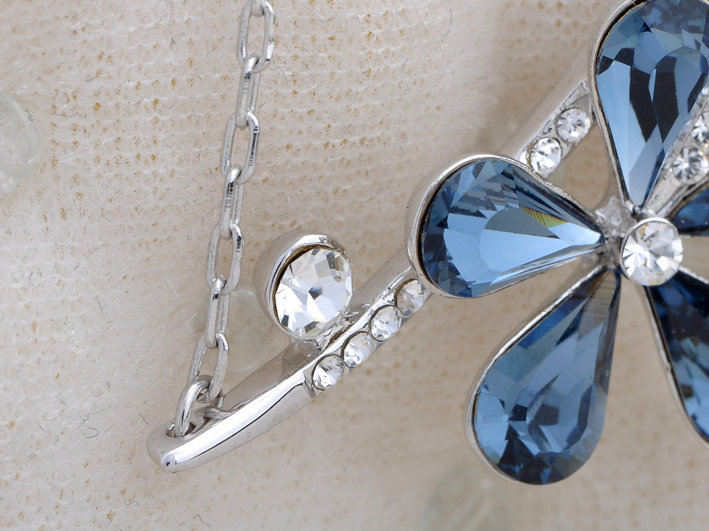 Swarovski Crystal Montana Blue Asymmetrical Solo Fragile Daisy Element Necklace