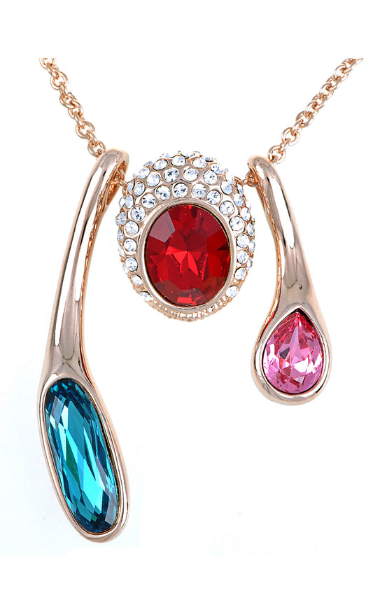 Swarovski Crystal Sapphire Gold Abstract Pendant Necklace