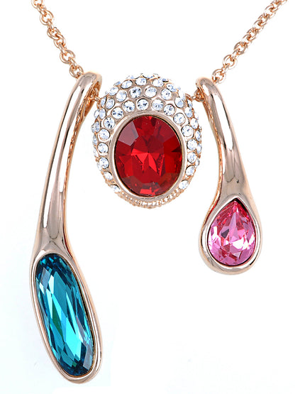 Swarovski Crystal Sapphire Gold Abstract Pendant Necklace