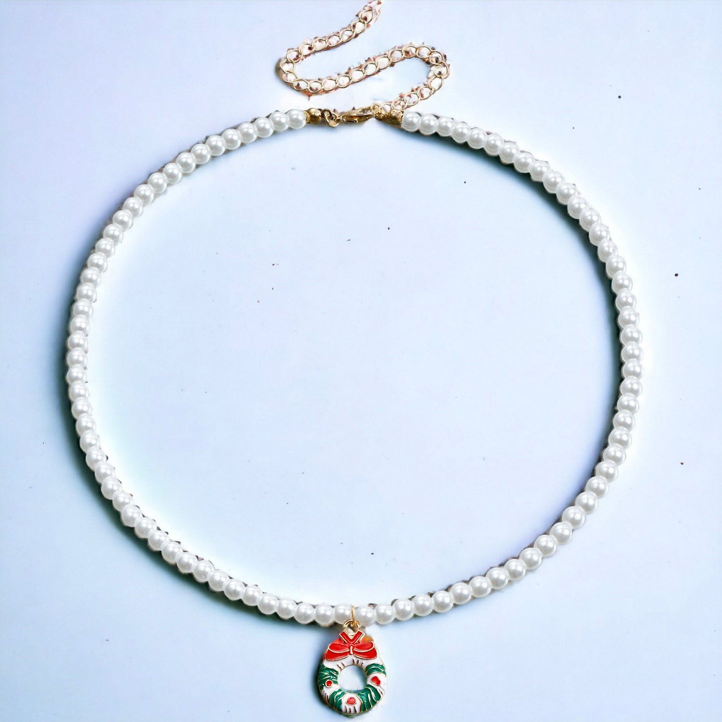 Christmas-Themed Drop Necklace with Christmas Figure Pendant