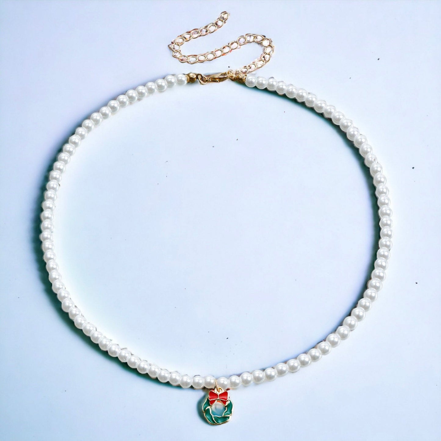 Christmas-Themed Drop Necklace with Christmas Figure Pendant