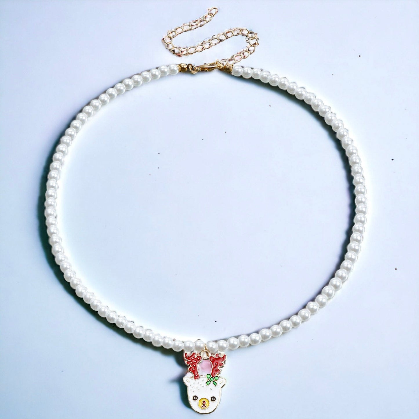 Christmas-Themed Drop Necklace with Christmas Figure Pendant