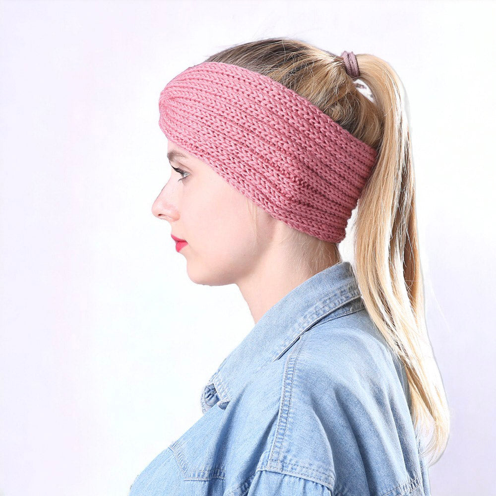 Autumn and Winter Women's Knitted Stretchable Knot Hairband