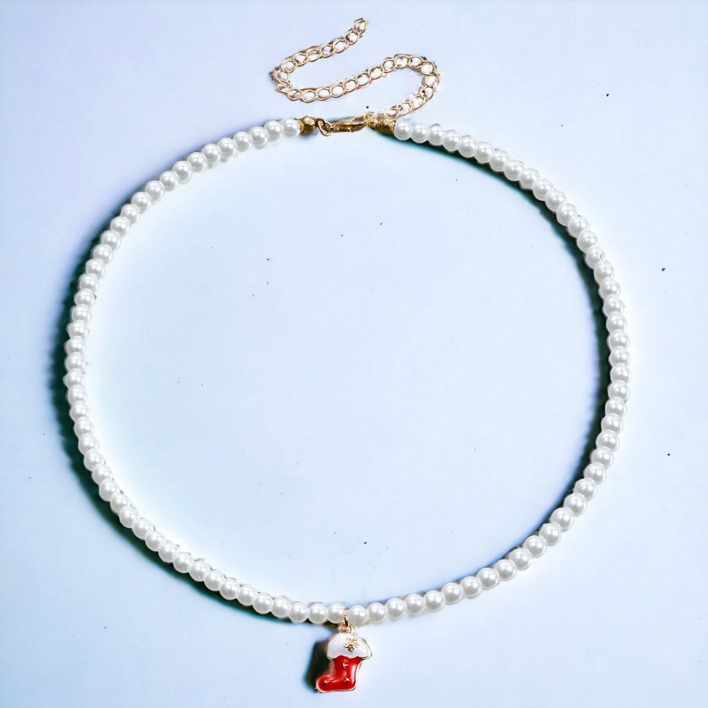 Christmas-Themed Drop Necklace with Christmas Figure Pendant