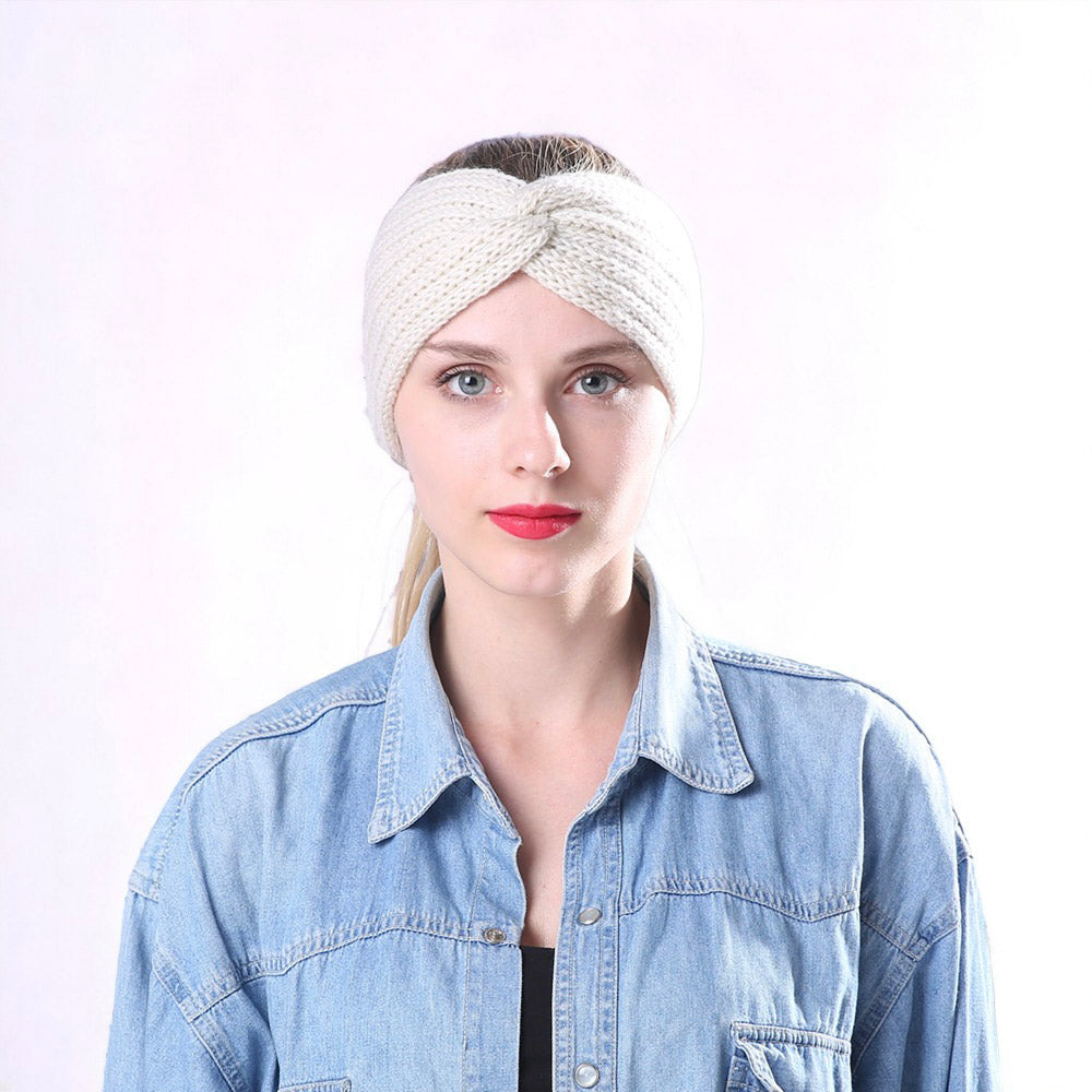 Autumn and Winter Women's Knitted Stretchable Knot Hairband