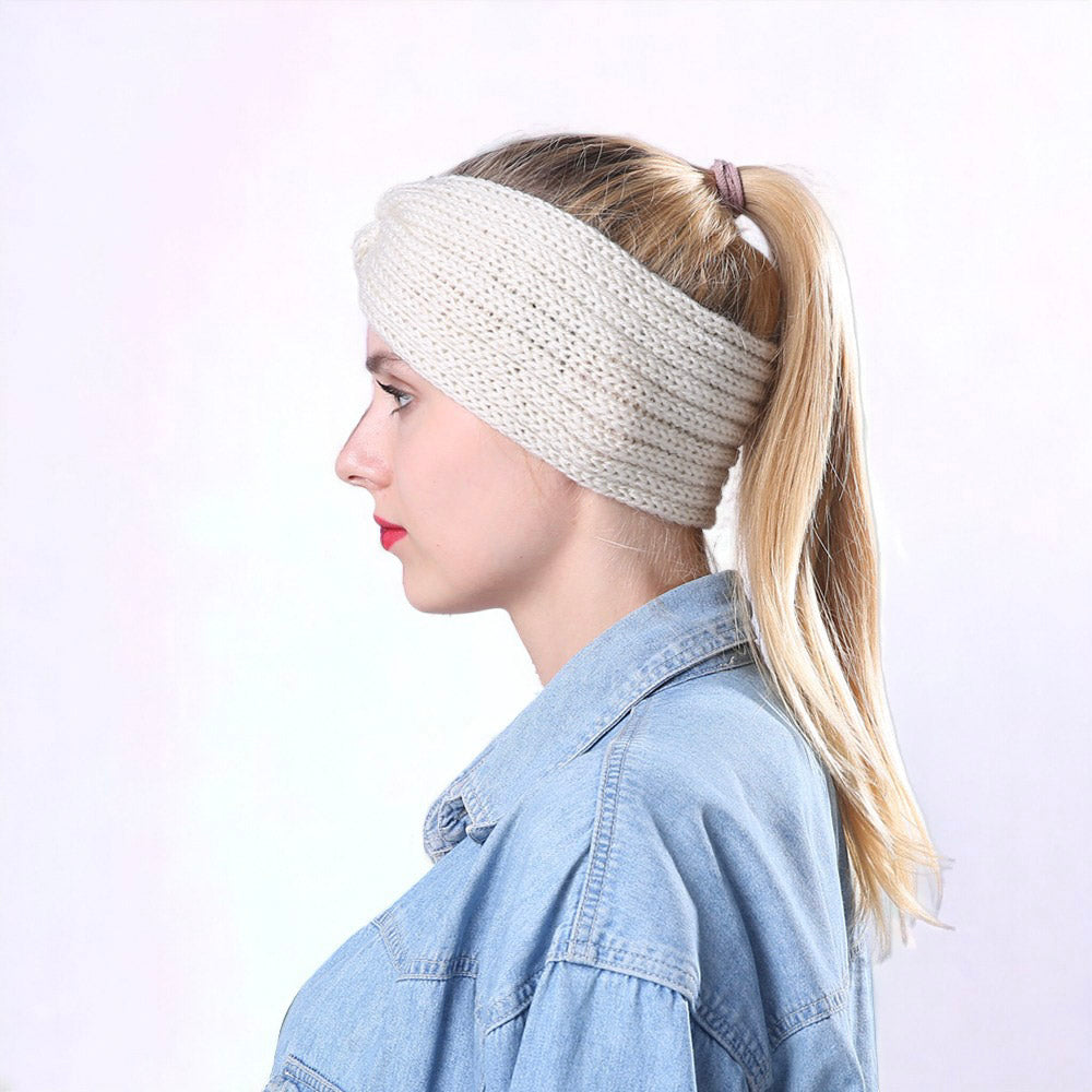 Autumn and Winter Women's Knitted Stretchable Knot Hairband