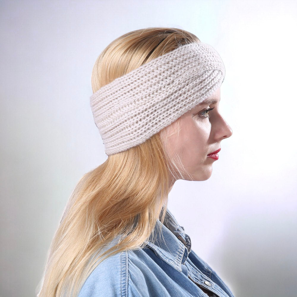 Autumn and Winter Women's Knitted Stretchable Crisscross Hairband