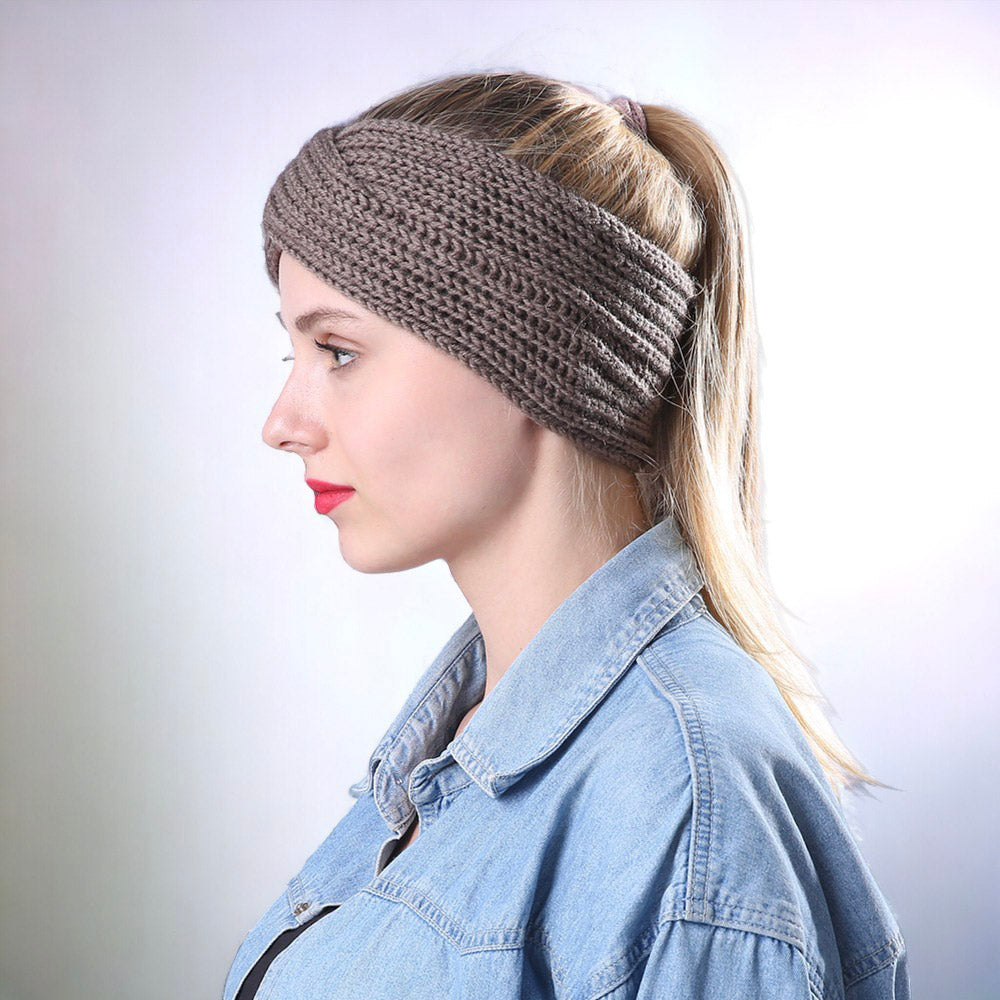 Autumn and Winter Women's Knitted Stretchable Crisscross Hairband