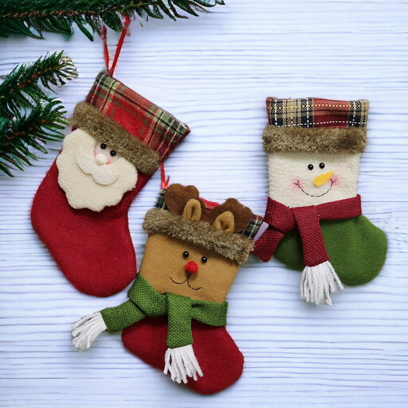 Santa, Snowman and Reindeer Design Socks For Christmas Decoration