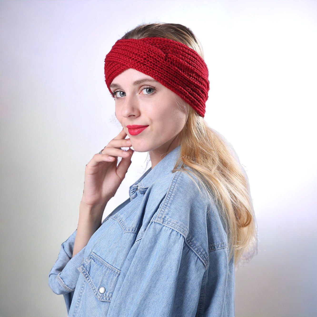 Autumn and Winter Women's Knitted Stretchable Crisscross Hairband