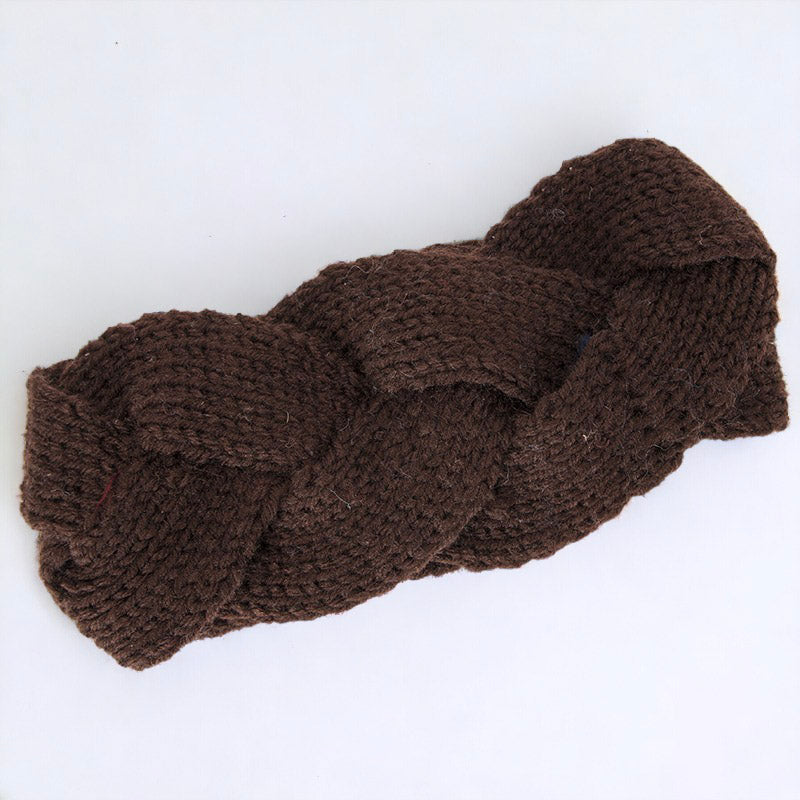 Autumn and Winter Women's Knitted Stretchable Braided Hairband