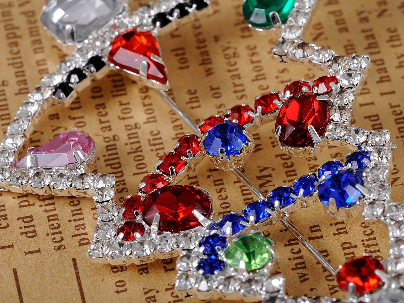 Multi Colored Holiday Christmas Tree Jewel Pin Brooch