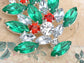 Multi Colored Holiday Christmas Tree Jewel Pin Brooch