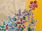 Multi Colored Holiday Christmas Tree Jewel Pin Brooch
