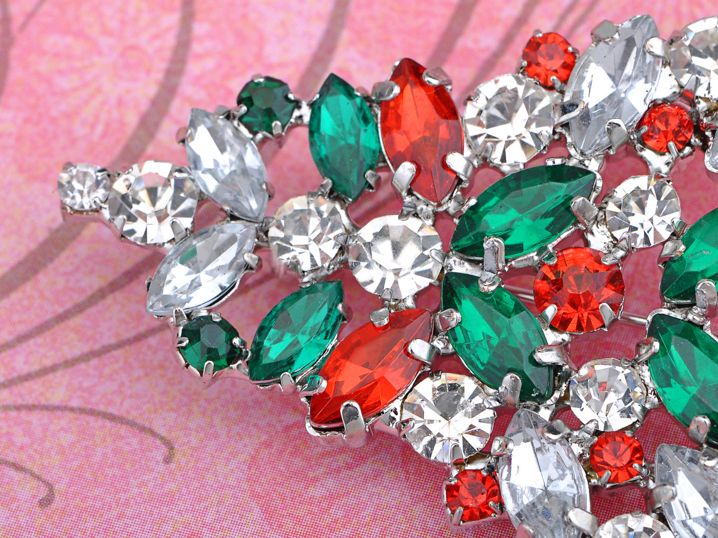 Multi Colored Holiday Christmas Tree Jewel Pin Brooch