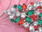 Multi Colored Holiday Christmas Tree Jewel Pin Brooch